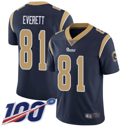 Los Angeles Rams Limited Navy Blue Men Gerald Everett Home Jersey NFL Football #81 100th Season Vapor Untouchable->los angeles rams->NFL Jersey